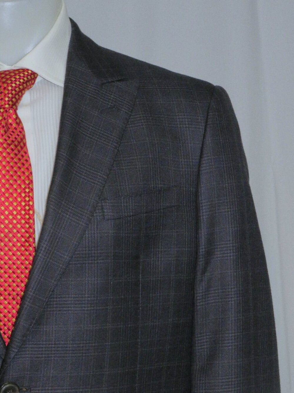 Giorgio Armani Black Label Taylor Cashmere Blend Gray Plaid Sport Coat 44R